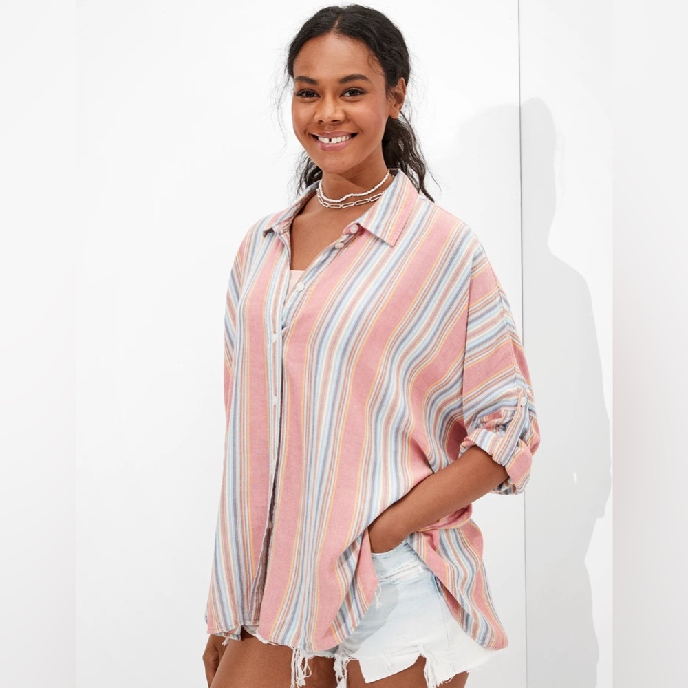 American Eagle Oversized Beach Shirt Size S